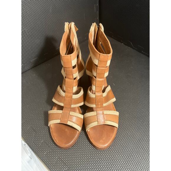 Vintage Foundry Co Michelle Bootie Sandal Women 10 Brown Leather Block Heel Boho - Picture 2 of 7